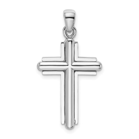 14k White Gold 2-D Beveled Stick Cross Charm,All Products : American Fashion Style Bags On Sale